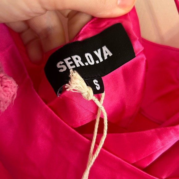 CLOSET CLOSING Ser.o.ya Emma Silk Dress in Fuchsia Sz S Seroya Revolve - Picture 4 of 4